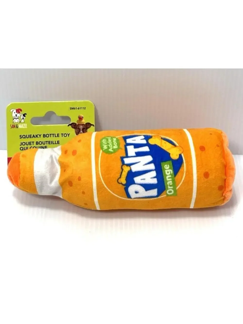 Panta Soda Bottle Dog Toy - Fun Squeaky Puppy Plush - Parody Pet Gift Brand New